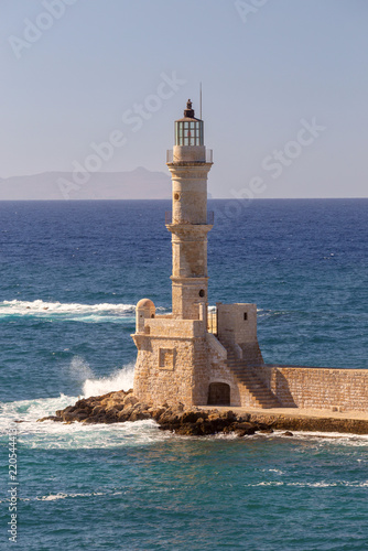 Venetian Lighthouse in Chania Harbor, Crete, Greece