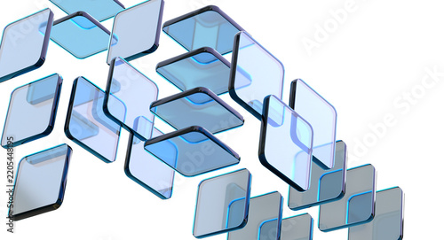 Abstract 3D glass blocks isolated on transparent background
