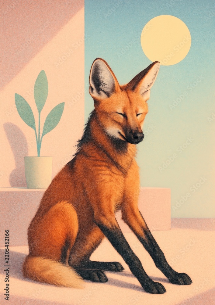Fototapeta premium Serene fox in abstract setting.