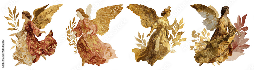 Obraz premium PNG Vintage angelic art collection, element set on transparent background