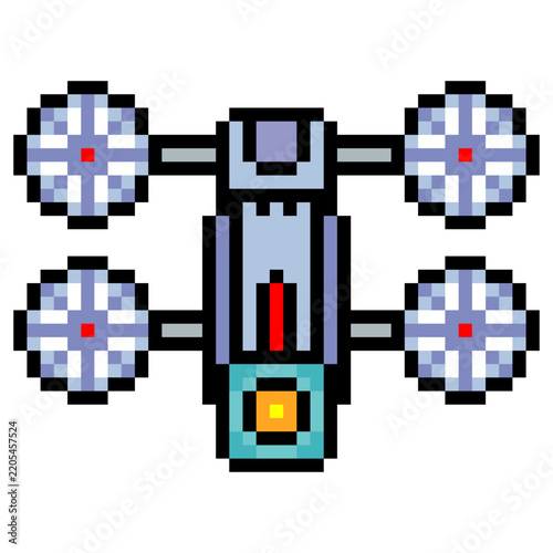 Pixel art style drone on a white background