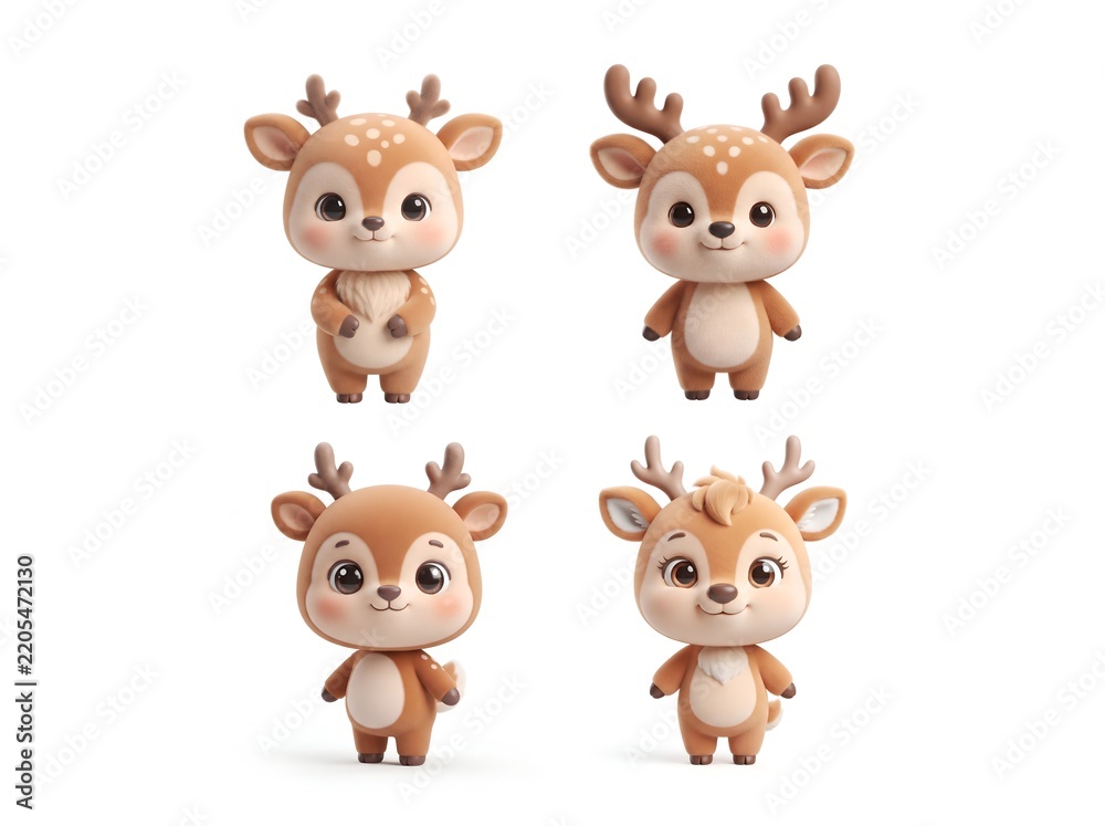 Obraz premium Cute 3D Deer Character Standing Isolated on White Background, Generative AI illustrator