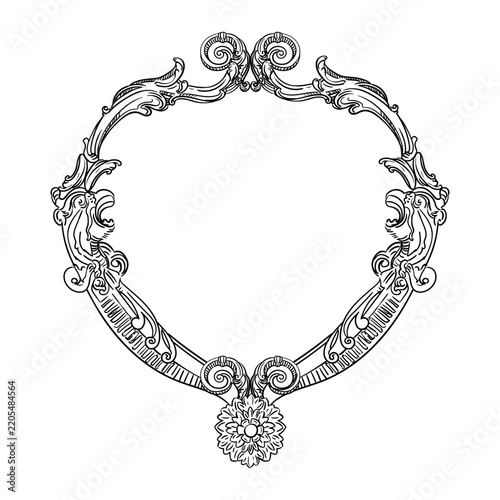Antique engraving baroque frame isolated vector illustration