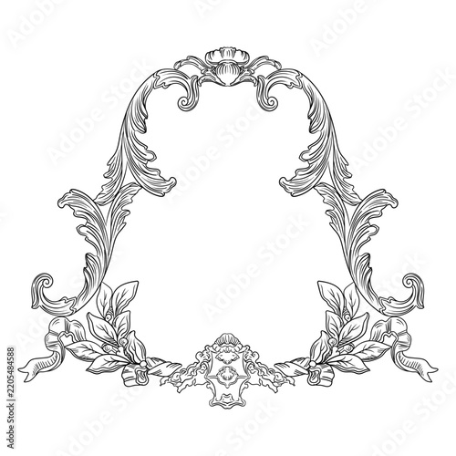 Vintage rich ornament hand drawn floral frame vector