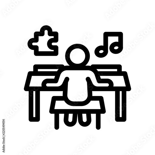 savant syndrome line icon illustration vector graphic.eps