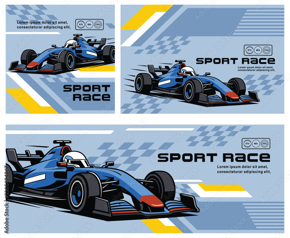 Obraz premium Formula One racing speed car banner vector illustration