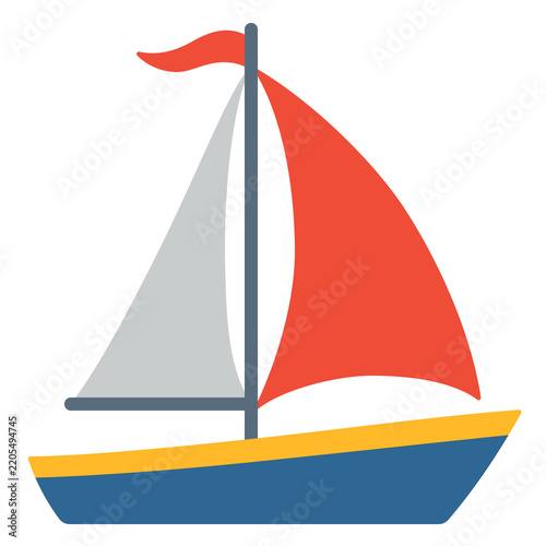 Nautical sailboat yacht sea navigation boat icon flat vector illustration