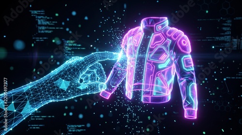 Digital Hand Pulling Glowing Garment