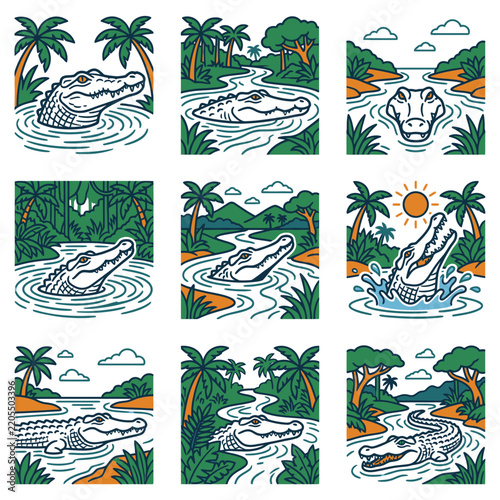 Reptile wildlife river tropical forest nature scenes