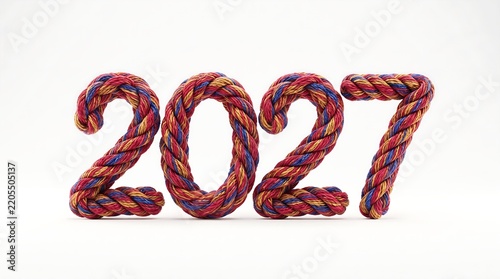 Colorful Braided Rope 3D Number 2027