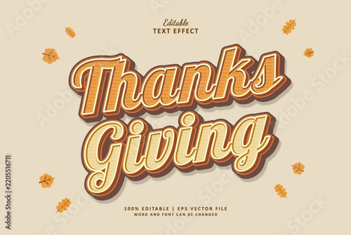 Thanksgiving Editable Text Effect 3d Style Vintage Orange