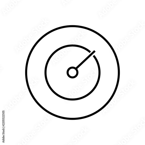 Simple Outline Vector Icon of a Speedometer or Gauge Showing High Performance and Measurement