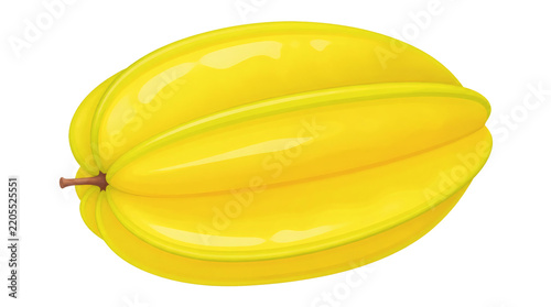 Stylized Flat Design Illustration of a Single Ripe Starfruit