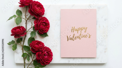 Happy Valentine's Day Card with Red Roses
