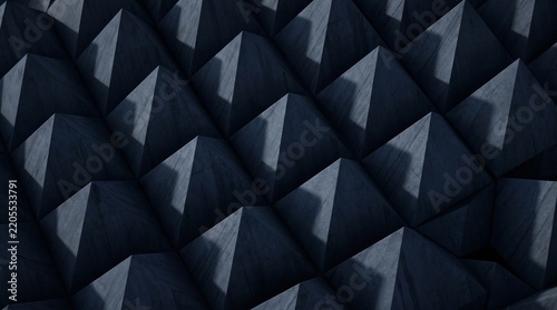 Pyramid shapes stretching infinitely create a dark textured background