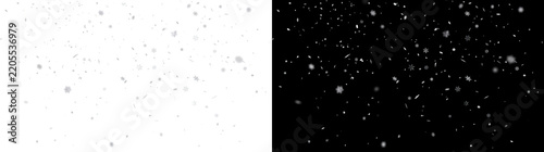 Detailed snowflakes falling with intricate crystal patterns scattered widely looks perfect for design projects in PNG, Transparent and Black Background Versions