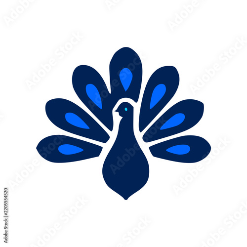 Majestic Blue Peacock Tail Feather Display Symbol