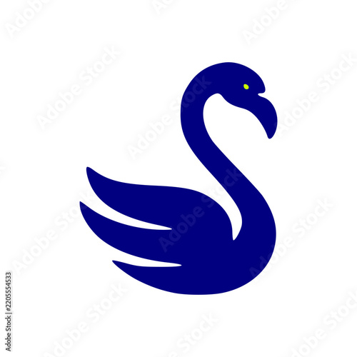 Graceful Blue Swan Swimming Curve Neck Logo