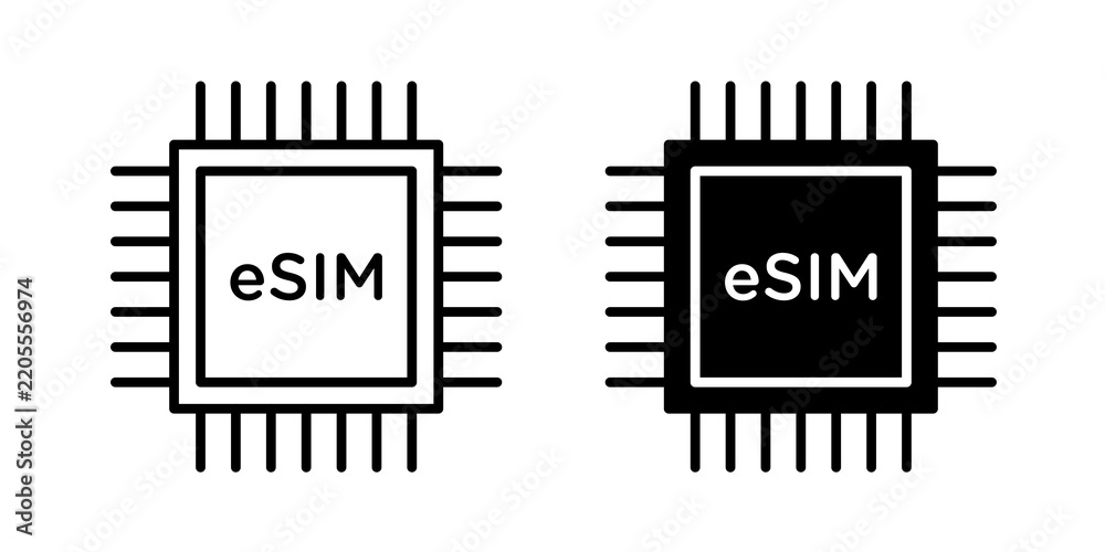 Obraz premium ESIM icon flat outline in black