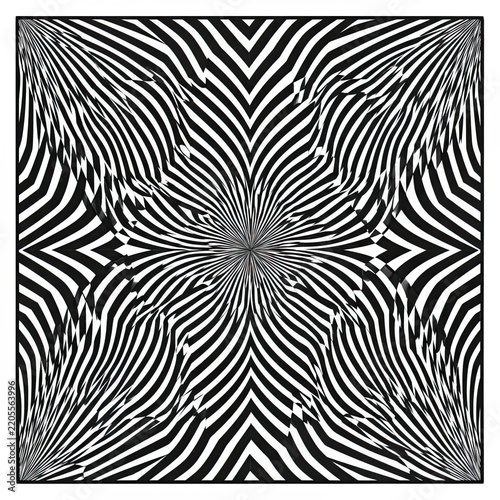 Obraz na płótnie Abstract black and white wavy lines optical illusion pattern