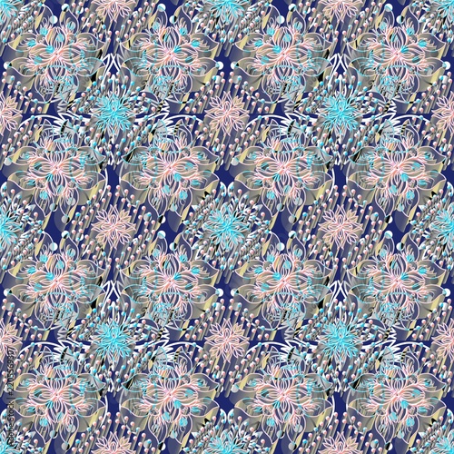 Seamless Abstract 3D Floral and Snowflake Geometric Pattern Background