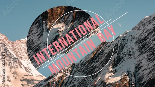 International Mountain Day Motion Typography with Snowy Alpine Mountain Landscape
