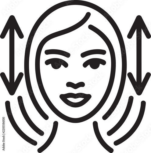 Woman Face Icon with Upward and Downward Arrows, Conceptual Illustration, Minimalist Design, Graphic Symbol, Vector Icon
