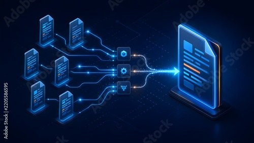 Plakat Data Processing And File Integration Pipeline Flow Concept