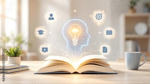 Career Education And Professional Skill Development Concept With Open Book