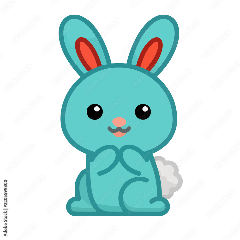Fototapeta premium Cute cartoon blue bunny illustration