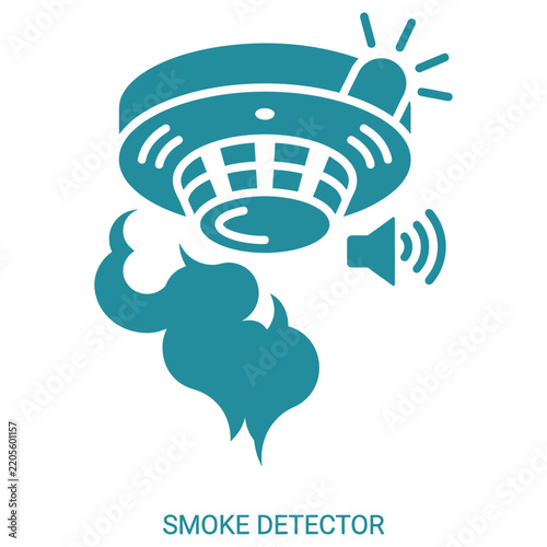 Smoke Detector Vector Icon, Home Fire Safety and Smart Security Alarm Illustration