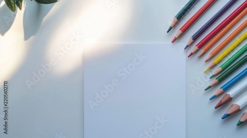 Colorful pencils and paper