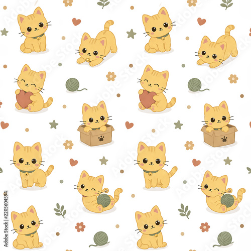 Cute pattern with funny cats background