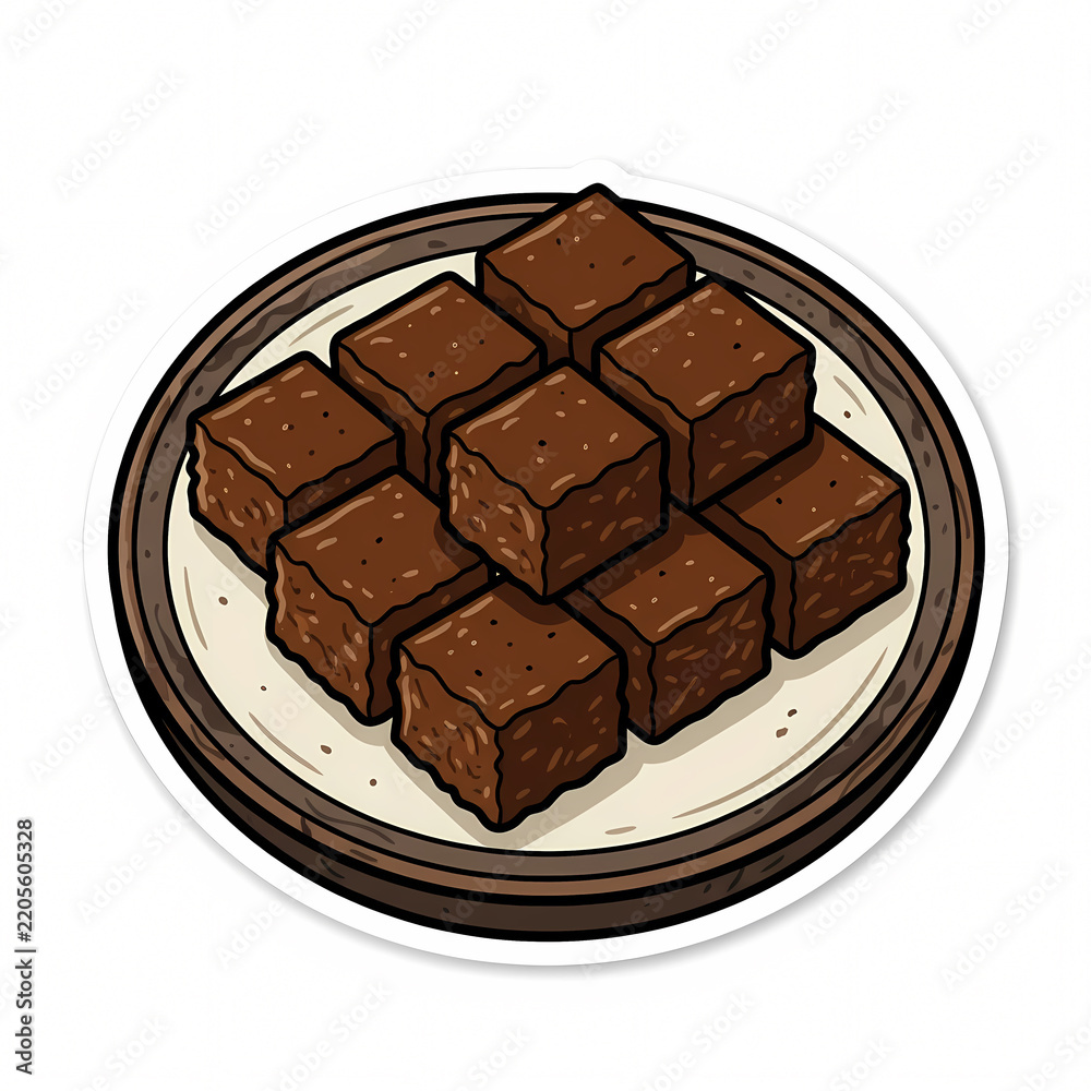 Obraz premium Vector Illustration of a Plate of Wajik, a Traditional Indonesian Sweet Sticky Rice Cake Snack Cut into Cubes, Isolated Sticker Style Graphic for Culinary and Cultural Design.