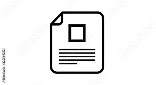 Document Icon With Lines and Square.