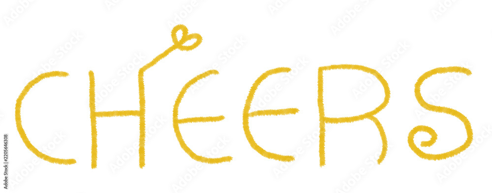Fototapeta premium Hand Drawn Cheers Lettering with Heart Flourish