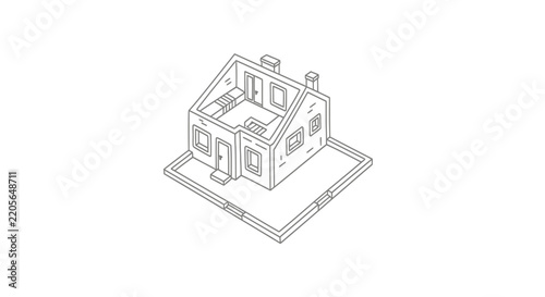 Detailed architectural house model drawing.