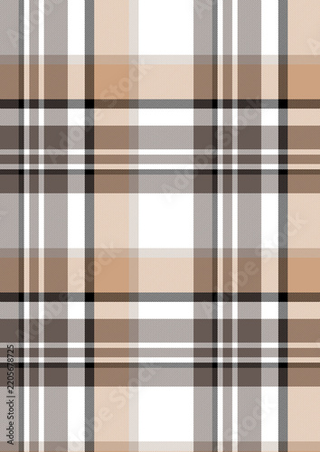 Beige and Brown Plaid Seamless Pattern Vector, Neutral Tartan Checkered Geometric Texture Background for Apparel Textile Print, Fashion Fabric Design, Wrapping Paper, Tablecloth, Home Decor, Wallpaper