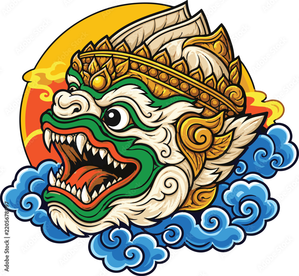 Fototapeta premium Hanuman head vector illustration 