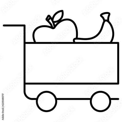 fruit shopping cart Line Outline Icon