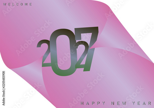 Happy New Year 2027 Welcome Banner Template with Abstract Pink Gradient BackgroundHappy New Year 2027 Welcome Banner Template with Abstract Pink Gradient Background
