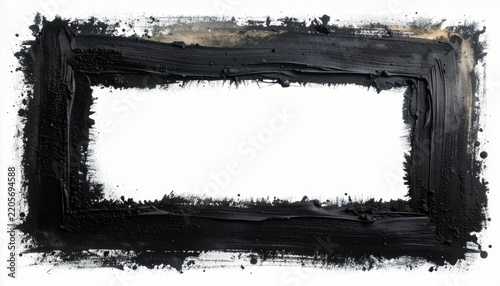 Abstract distress background layout featuring a border frame designed with black and white rough brush stroke texture, hand drawn layered paint edge element for banner decoration graphic clip art.
