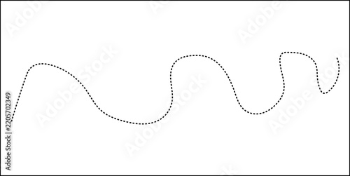 Curved dashed line path vector graphic with dotted line graphic design element abstract line direction illustration minimalist