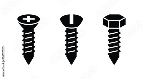 Screws with different head types shown as black silhouettes on white