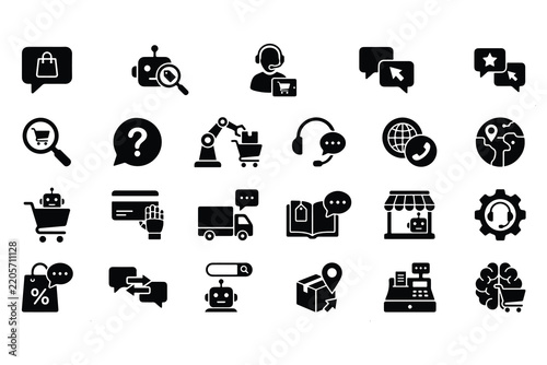 AI Chatbot E-commerce and Shopping Assistant Icon Set