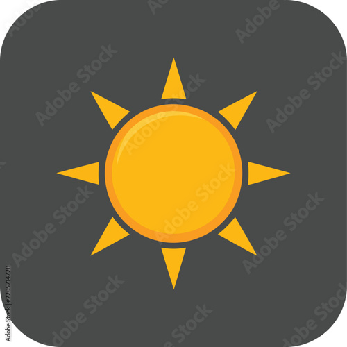 Yellow sun with eight-pointed starburst on dark blue background
