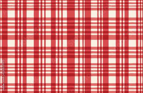 Red and White Gingham Plaid Seamless Pattern Vector