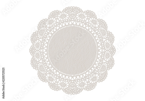 Natural beige Ornate Paper Lace Doily with Delicate Cutout Pattern on Transparent Background300dpi	