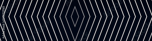 Abstract geometric pattern with white chevron lines on a dark black background
