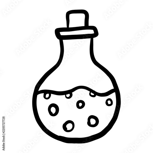 Magic potion bottle icon for witchcraft and Halloween designs